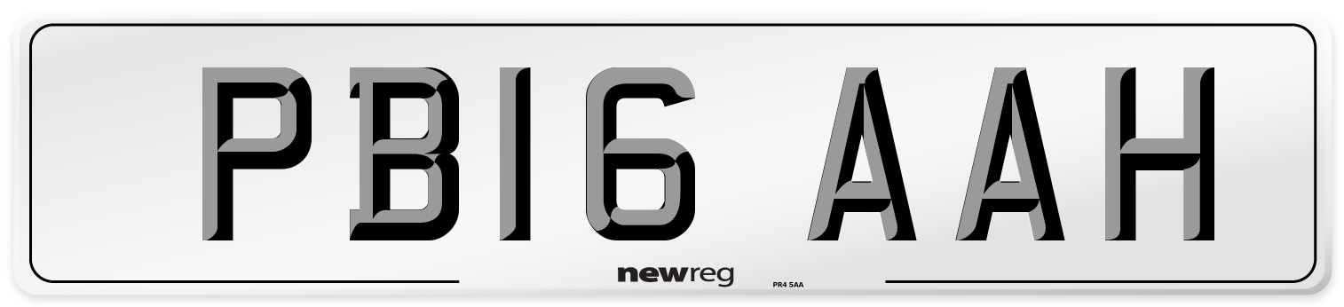 PB16 AAH Number Plate from New Reg